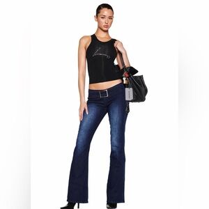I AM GIA Dark Wash Belted Straight Leg Jeans | Trendy Y2K Style